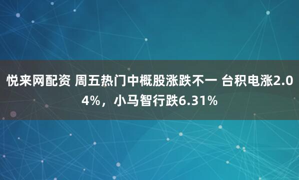 悦来网配资 周五热门中概股涨跌不一 台积电涨2.04%，小马智行跌6.31%